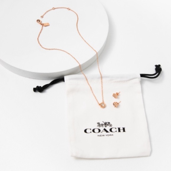 COACH Open Circle Necklace & Tea Rose Earrings set - Picture 6 of 7